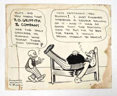 Hand-Drawn Mutt and Jeff Grocery Advertisement for FO Griffith and Company | misc / divers