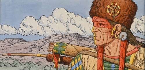 Blanc-Dumont, Michel... | BLANC-DUMONT, Michel (1948) Portrait d’indien. Encre... | Coutau Bégarie