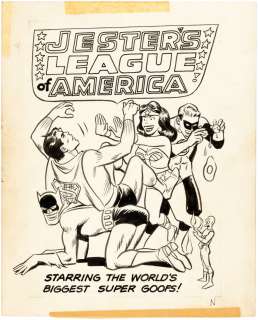 KRAZY LITTLE COMICS "JESTER’S LEAGUE OF AMERICA" JUSTICE LEAGUE OF AMERICA PARODY COVER ART BY WALLY WOOD. | Hake’s