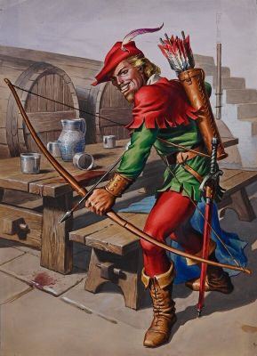 Juan Vilajoana | Vilajoana Juan Robin des Bois Oliver 9 Album et 71 ! ,Couverture Originale Couleur Directe Gouache 1962 Rare | 2DGalleries