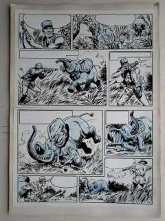 Safari - 21 - Originele pagina in inkt (p.27) - Tembo Mafuta - (1974) | Catawiki