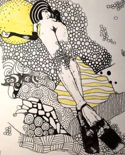 Emmanuelle Clint - ilustrazione originale "La lune au chapeau" - Page volante - (2013/2013) | Catawiki