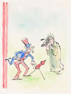 (NEW YORKER) LEE LORENZ (1932 - 2022) Cover study, Independence Day. | Swann Galleries