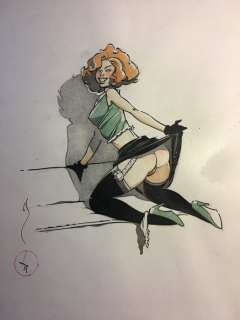 Michetz - Dessin original en couleur - Jeune Fille coquine Ã  la jupe - Format: 30 x 40 cm. - (2019) | Catawiki