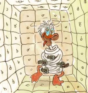 Donald Duck in a Straitjacket  - Original Sketch - Tony Fernandez - Art original - (2017) | Catawiki