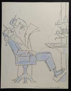 Filiberto Mateldi - "Il barbiere" Illustrazione Originale (Master Of Drawing) | Catawiki