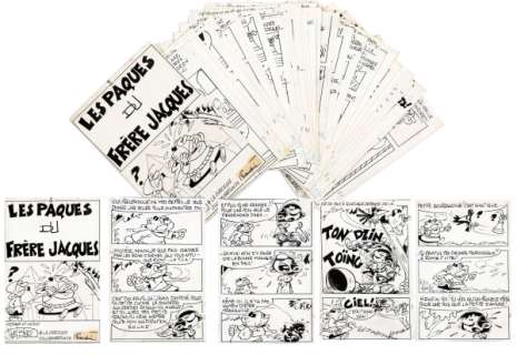 Franquin - Noël Bissot - Le Baron et Gaston Lagaffe, ensemble des 32 planch…