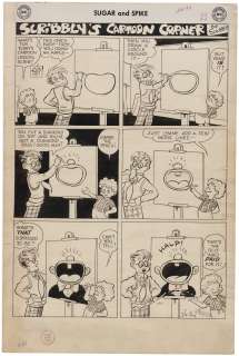 SUGAR AND SPIKE #16 "SCRIBBLY‘S CARTOON CORNER" COMIC BOOK PAGE ORIGINAL ART BY SHELDON MAYER.