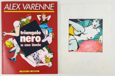 Alex Varenne - Illustr. Origin. "Il Triangolo Nero" + Vol. "Il Triangolo Nero su Cosce Bianche"" - Page volante - EO - (1990) | Catawiki