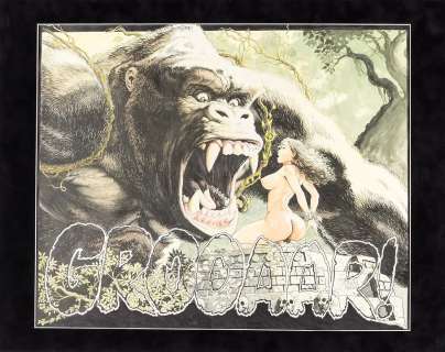 ALL- Budd Root - Budd‘s Beauties & Beasts #2 Cavewoman Pin-Up HUGE 23x18.75 with black matte 28x22 2006