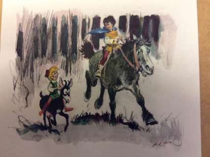 Follet, René - Dessin original couleur - Hommage Ã  Peyo - Johan et Pirlouit | Catawiki