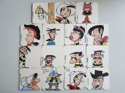 Lucky Luke - 15x Aquarel op bierviltjes - Harleman, hans Hansha - . (2019) | Catawiki