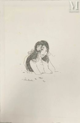 Dautremer, Rebbecca (Née En 1971) Femme À La Fleur | Lot 92 : Crayon sur papier, signé en bas à gauche et titré et daté "RBK 17… | Millon