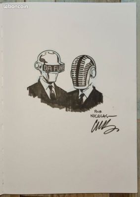 CAMERON STEWART dedicace comics Musique DAFT PUNK Original art sketch Music | eBay Europe
