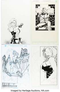 Unidentified Alternative Art Comic Artist - Adam Braun, Ray-Anthony Height, and others - Lynks Pin-Up and Design Illustration Original Art Group of 7 (c. 2000).... (Total: 7 Original Art)