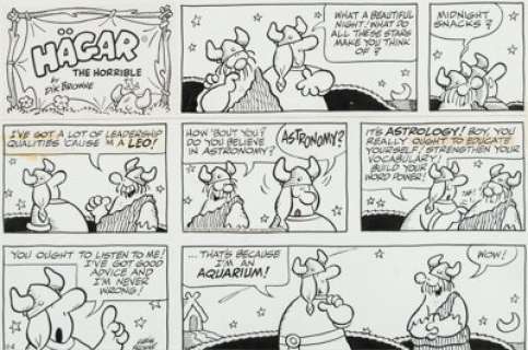 Browne, Dik | Dik and Chris Browne Hagar the Horrible Sunday Comic Strip Original Art dated 11-4-90 (King Features Syndicate, 19... | Heritage