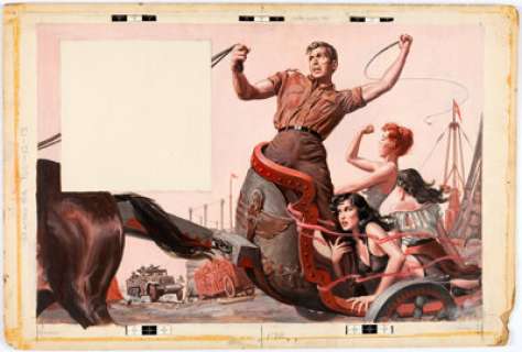 Pollen, Samson | Samson Pollen Male Magazine April-1964 Double Page Painting Original Art (Magazine Management, 1964).... | Heritage