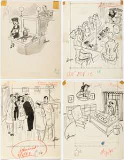 Herman, Vic - Vic Herman - Single Panel Gag Cartoon Preliminary Illustrations Original Art Group of 50 (c. 1940s).... (Total: 50 Items)