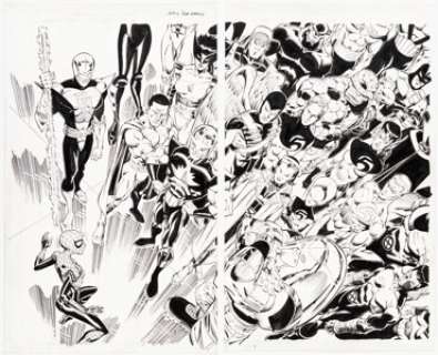 Frenz, Ron | Ron Frenz and Rodney Ramos Spider-Girl #58 Double Splash Page 16-17 Original Art (Marvel, 2003).... (Total: 2 Original Art) | Heritage