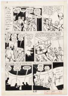 Cazeneuve, Arturo - Arturo Cazeneuve Speed Comics #33 Story Page 6 Captain Freedom and the Young Defenders Original Art (Harvey, 1944)...