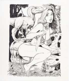 Root, Budd | Budd Root - Cavewoman Action Figure Card Illustration Original Art (Rendition, 1998).... | Heritage