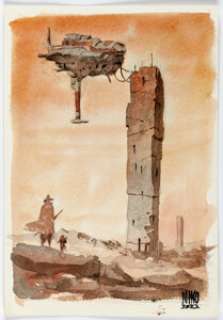 Niko Henrichon "Pride of Baghdad" Sci-Fi Illustration Original Art (2022).