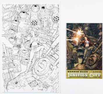 Chris Dreier [Gianluca Pagliarani printed blue lines] Ignition City #4 Cover Original Art (Avatar Press, 2009). (Total: 2 Items)