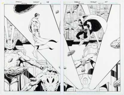 Jim Starlin and Art Thibert Death of the New Gods #6 Double Splash Pages 28-29 Original Art (DC, 2008). (Total: 2 Original Art) | Heritage