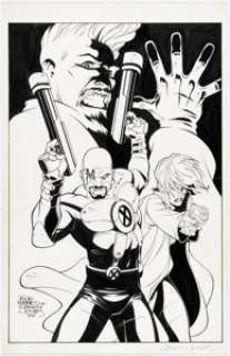 Rob Haynes and Casey Jones - Bishop, G.W. Bridge, and Jinx Illustration Original Art (Marvel, 1999).