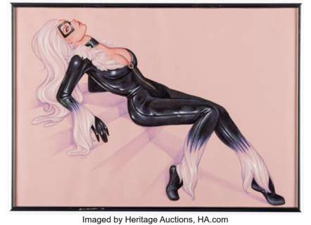 Conny Valentina - Black Cat Pin-Up Illustration Original Art (2011).