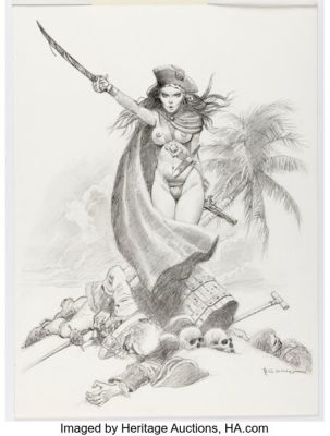 Blas Gallego Treasured Chests: A Gallery Girls Collection Vol. 2 Pin-Up Illustration Original Art (SQP, 1998).