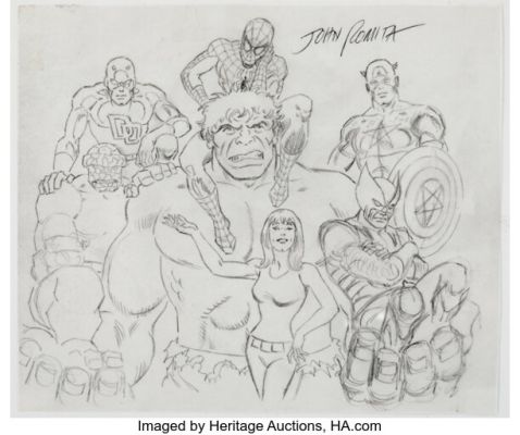John Romita Sr. - Mary Jane and Marvel Heroes Preliminary Illustration Original Art (c. 1970s) | Heritage