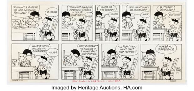 Bud Blake Tiger Sunday Comic Strip Original Art dated 2-11-73 (King Features Syndicate, 1973).