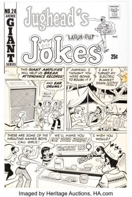 Gus Lemoine and Jon D’Agostino Jughead’s Jokes #24 Cover Illustration Original Art (Archie, 1971). | Heritage