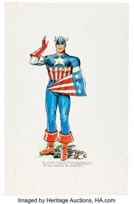 Joe Simon - Captain America Specialty Illustration Original Art (undated). | Heritage