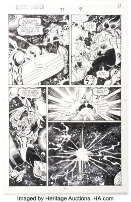 M. C. Wyman and Tom Christopher Silver Surfer #71 Story Page 9 Original Art (Marvel, 1992). | Heritage
