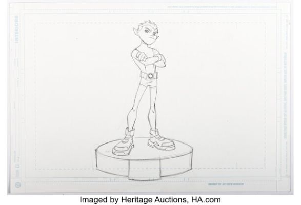Alé Garza Beast Boy Statue Illustration Original Art (2003).