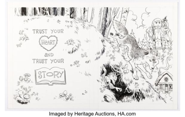 Jill Thompson The Neil Gaiman Coloring Book "Instructions" Double Page Spread 88-89 Illustration Original Art (HarperCollins, 2017). | Heritage