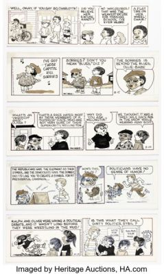 Morrie Turner Wee Pals Daily Comic Strip Original Art Group of 5 (United Features Syndicate, 1988). (Total: 5 Original Art)