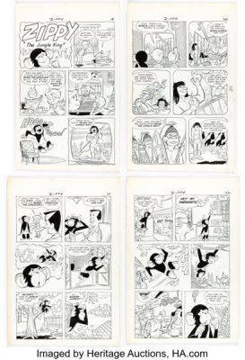 Gene Fawcette Zippy the Chimp #51 "The Jungle King" Complete 7-Page Story Original Art (Pines, 1957). (Total: 7 Original Art) | Heritage