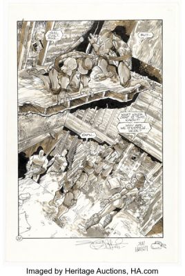 Jim Lawson and Keith Aiken Teenage Mutant Ninja Turtles #59 "City at War" Part 10 Story Page 20 Original Art (Mirage, 1993).