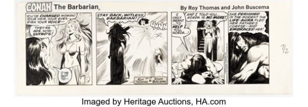 John Buscema Conan the Barbarian Daily Comic Strip Original Art dated 10-17-78 (Register and Tribune Syndicate, 1978) | Heritage