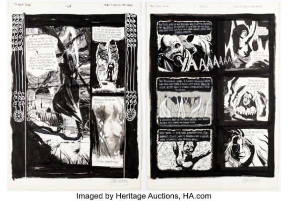 Craig Gilmore Sexy Tales to Give You the Creeps #2 "To Serve Woman!" Story Pages 4-5 Original Art (Fantagraphics/Eros Comix, 1995). (Total: 2 Original Art)