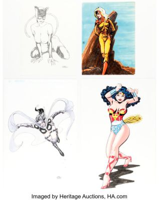 Will Meugniot, Kirk Lindo, and David Newbold - Superheroine Pin-Up Illustrations Original Art Group of 4 (c. 2000s). (Total: 5 Original Art)
