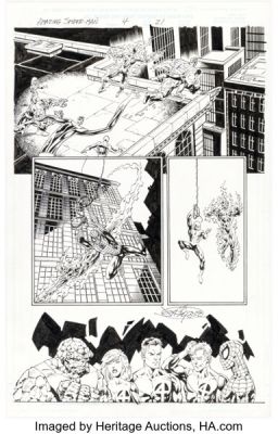 John Byrne and Scott Hanna The Amazing Spider-Man #4 Fantastic Four Story Page 21 Original Art (Marvel, 1999). | Heritage