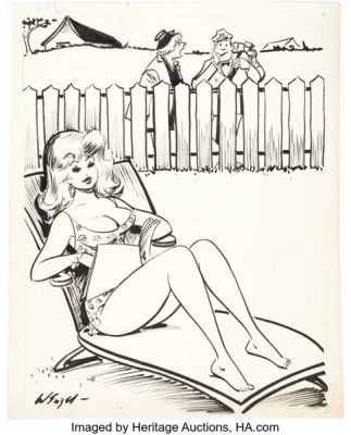 Bill Wenzel Zip July 1966 Single Panel Gag Cartoon Illustration Original Art (Humorama, 1966). | Heritage