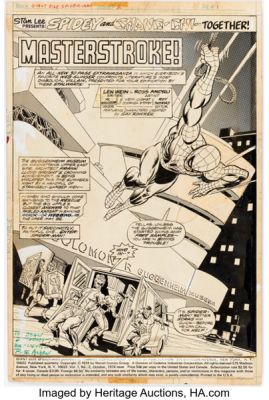 Ross Andru and Al Milgrom Giant-Size Spider-Man #2 Splash Page 1 Production Stat (Marvel, 1974). | Heritage