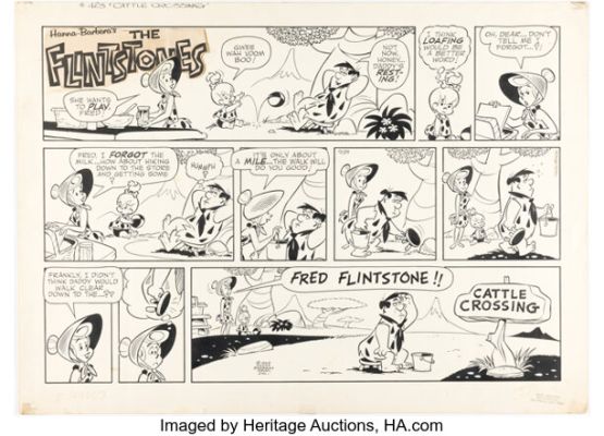 Gene Hazelton The Flintstones Sunday Comic Strip Original Art dated 9-28-69 (McNaught Syndicate, 1969).