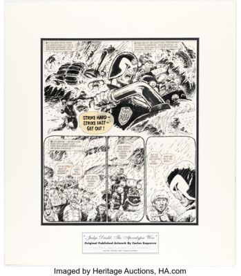 Carlos Ezquerra 2000 AD Prog #255 Judge Dredd "The Apocalypse War" Story Page 4 Original Art (Fleetway, 1982).