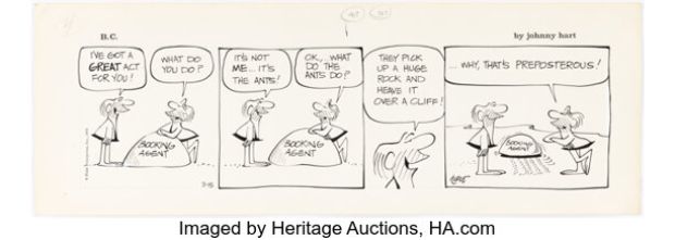 Johnny Hart B.C. Daily Comic Strip Original Art dated 3-15-73 (Field Enterprises, 1973). | Heritage